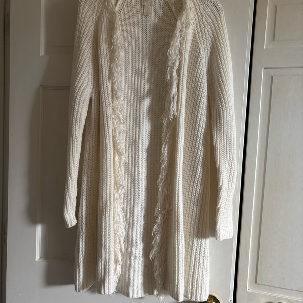 Chico's Cream Open-Front Cardigan